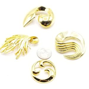 Lot of Vintage Jewelry Gold Deco Brooches